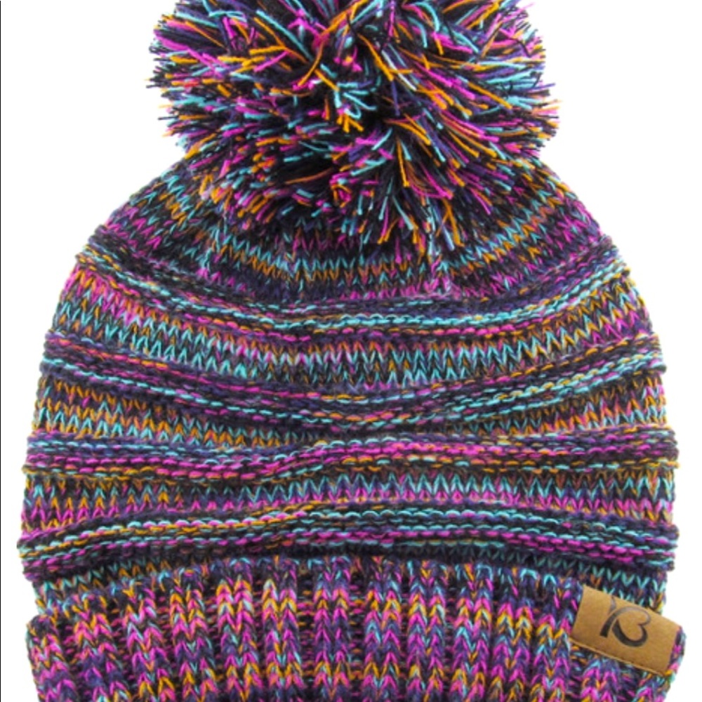 PomPom Multi colored beanie